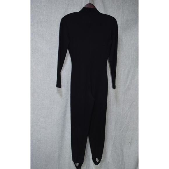 Vintage Andrea Jovine Women’s Vintage 100% Pure Wool Black Stirrup Jumpsuit S - Picture 3 of 3